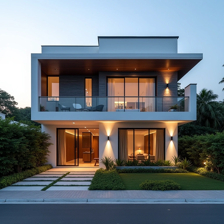 Completed modern residential building